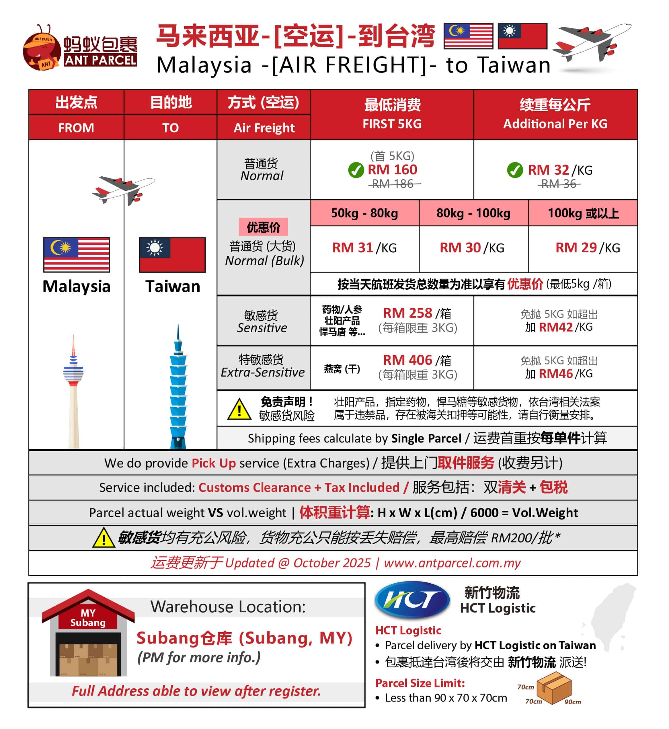 马来西亚邮寄到台湾
