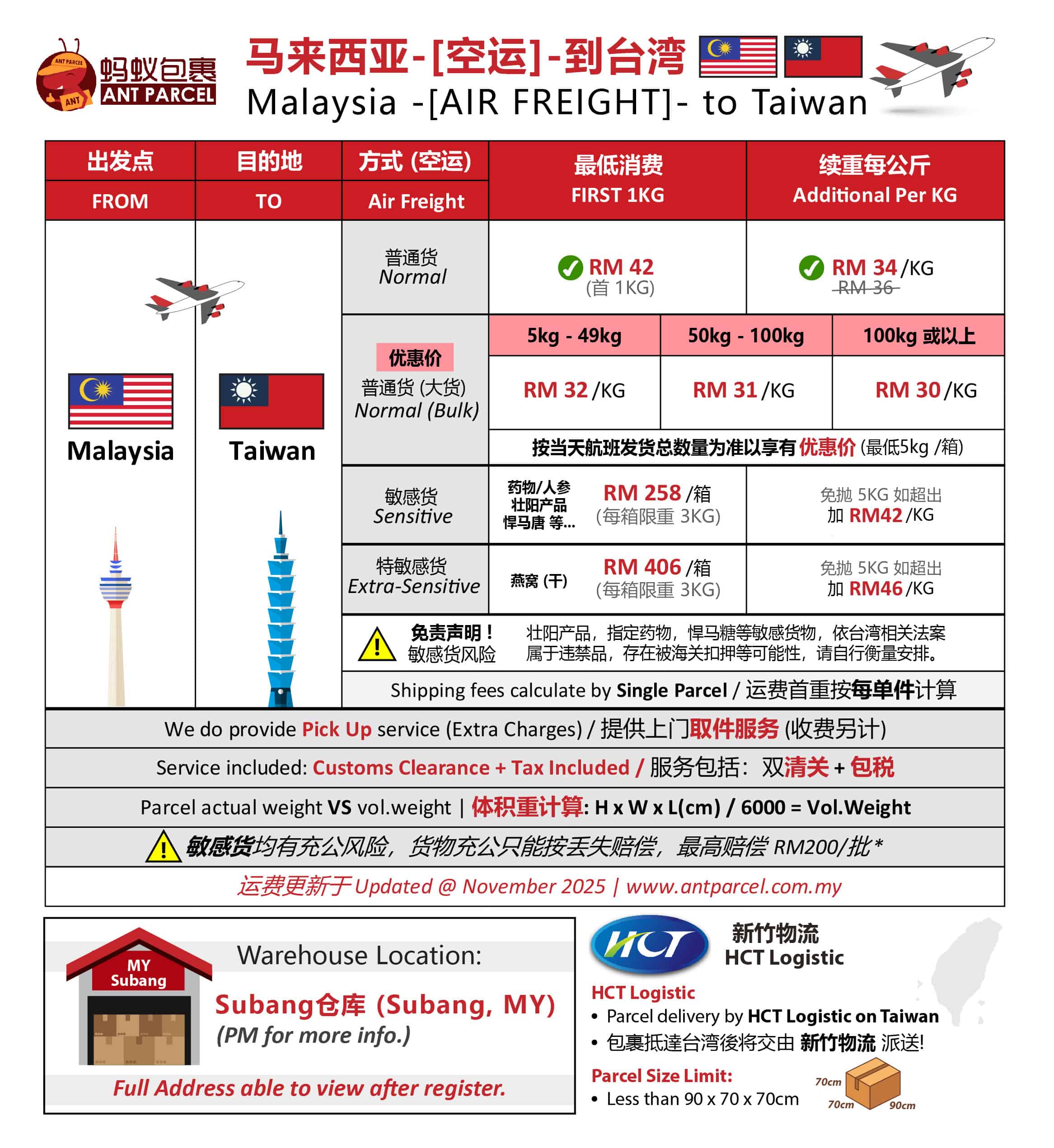 马来西亚邮寄到台湾